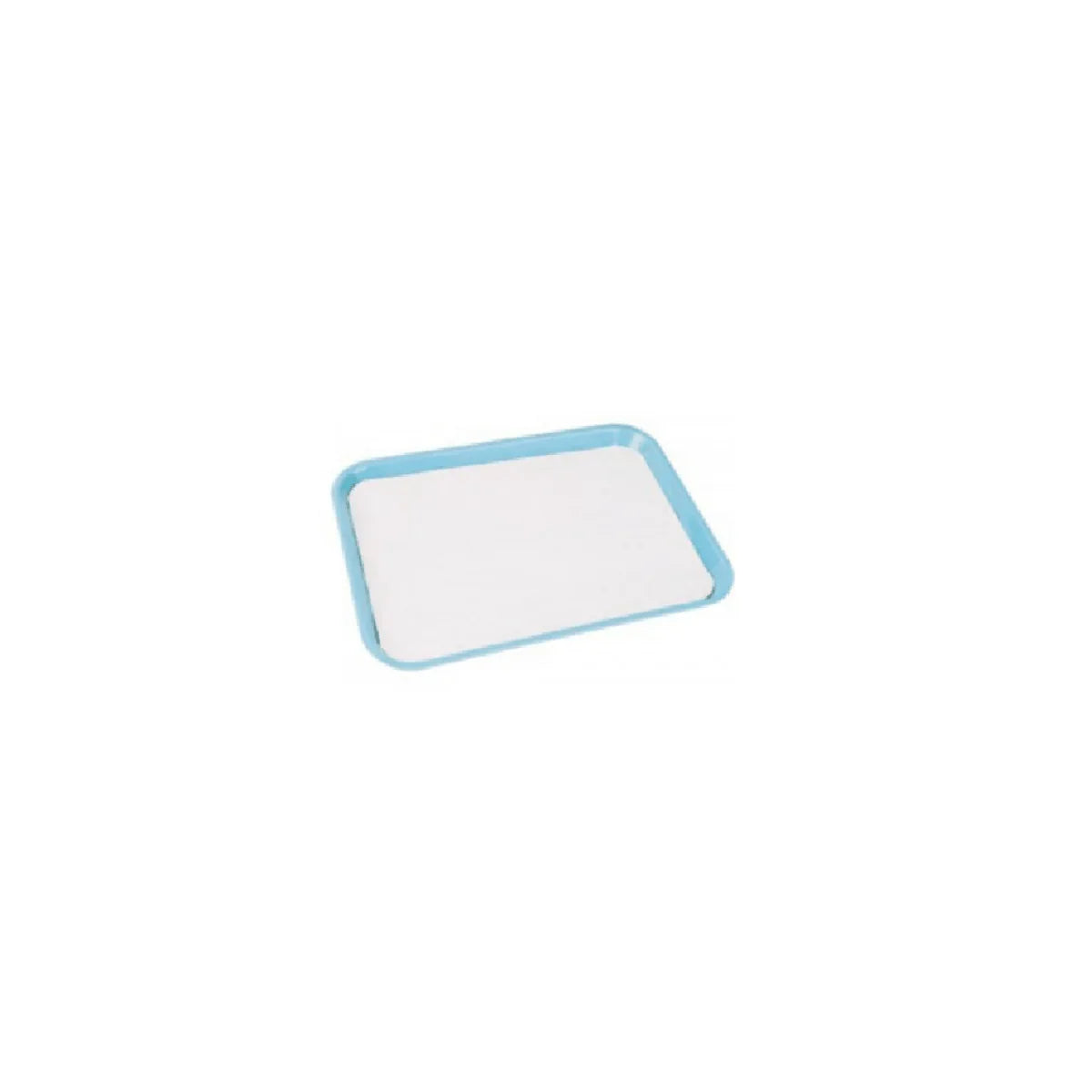 Disposable underpad with blue border for medical or home care use on white background
