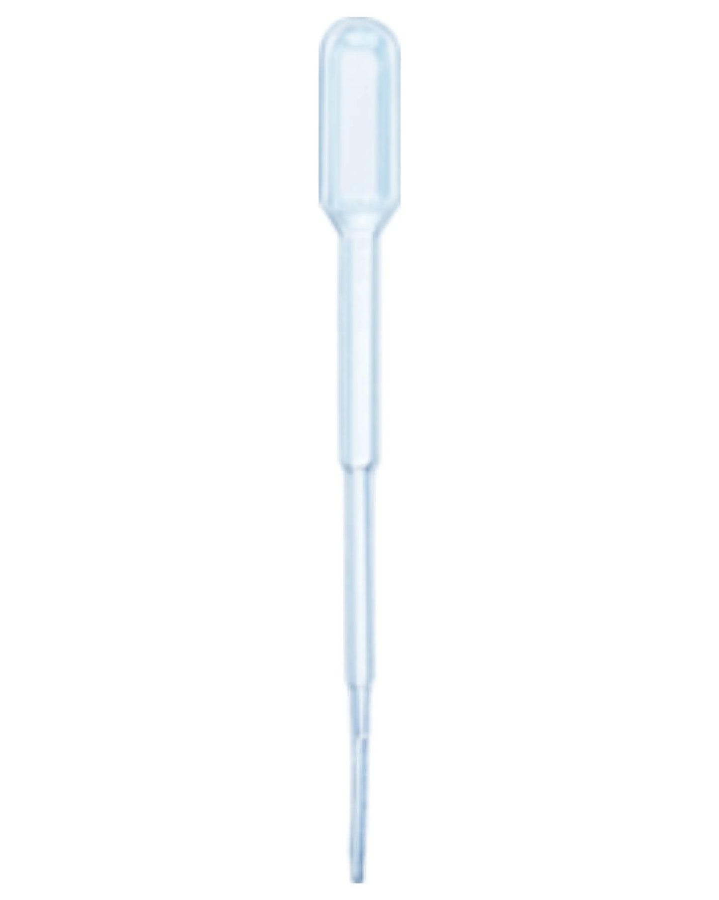 Clear plastic disposable transfer pipette for laboratory and medical use