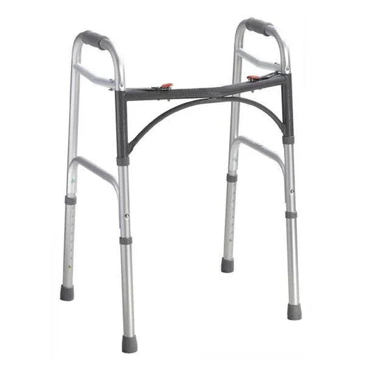 Lightweight folding aluminum walker with adjustable height and ergonomic hand grips