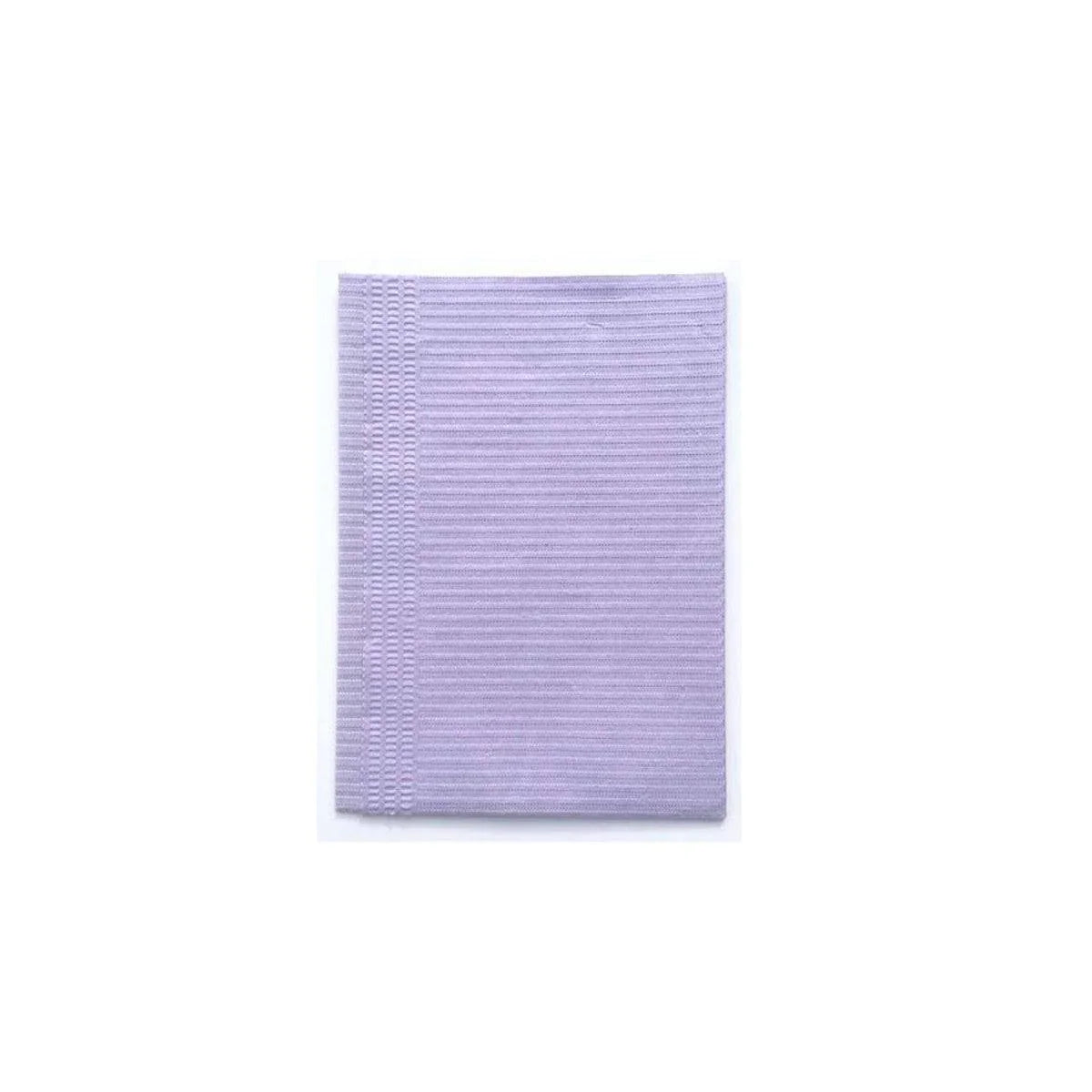 Purple disposable dental bib for medical or esthetic use, isolated on white background