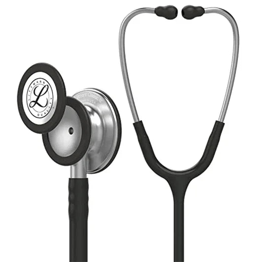 Black and silver dual head stethoscope for medical professionals and home care use