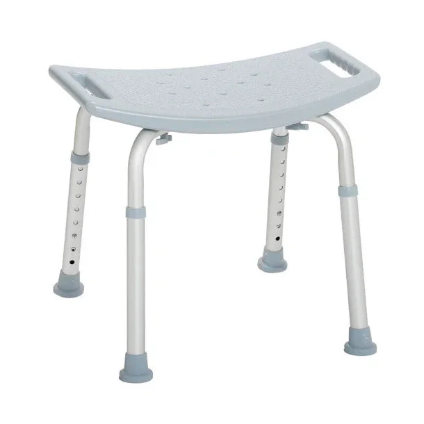 Adjustable shower chair with handles and non-slip rubber feet for bathroom safety