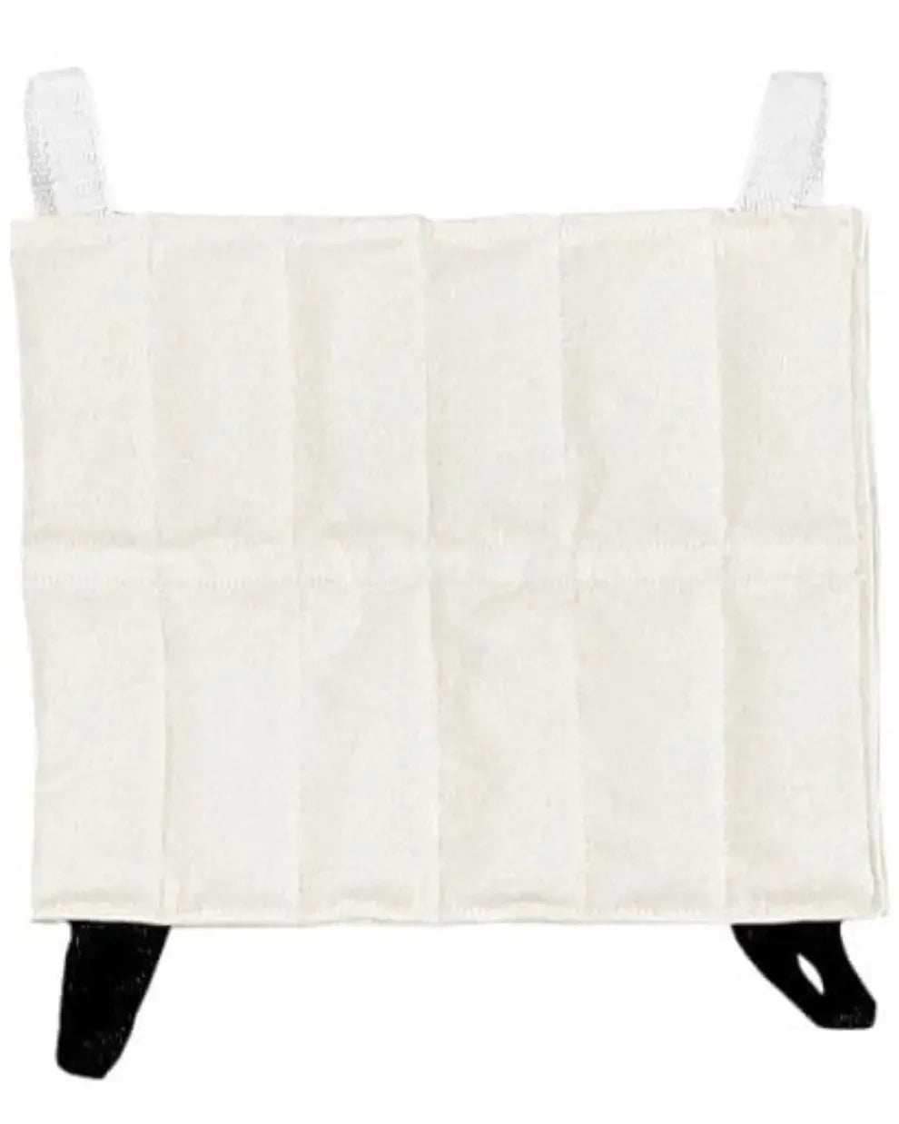 Rectangular medical hot pack with segmented design and fabric straps for therapy use