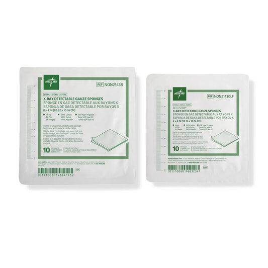 Two packs of Medline sterile X-ray detectable gauze sponges for medical use