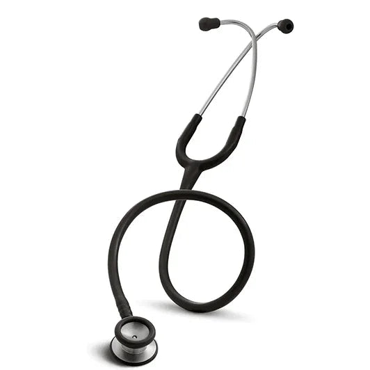Black stethoscope medical supply for home care and healthcare use, isolated on white