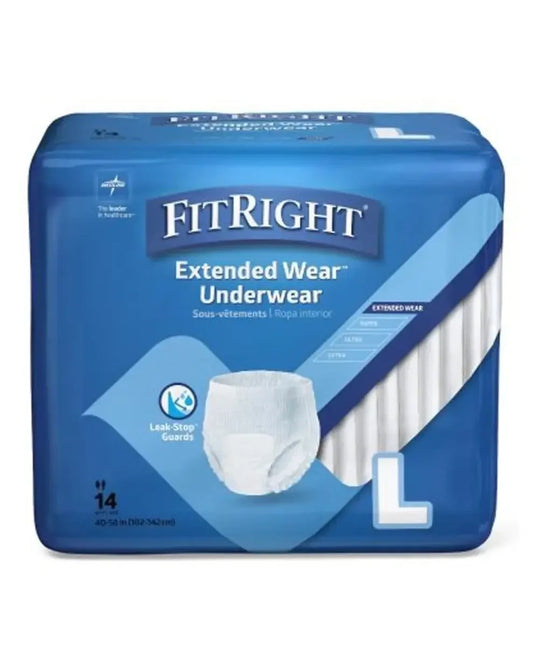 FitRight extended wear adult incontinence underwear large pack, 14 count, blue packaging
