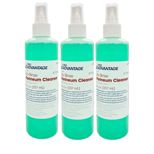 Three bottles of no rinse perineum cleanser with aloe vera for personal hygiene care