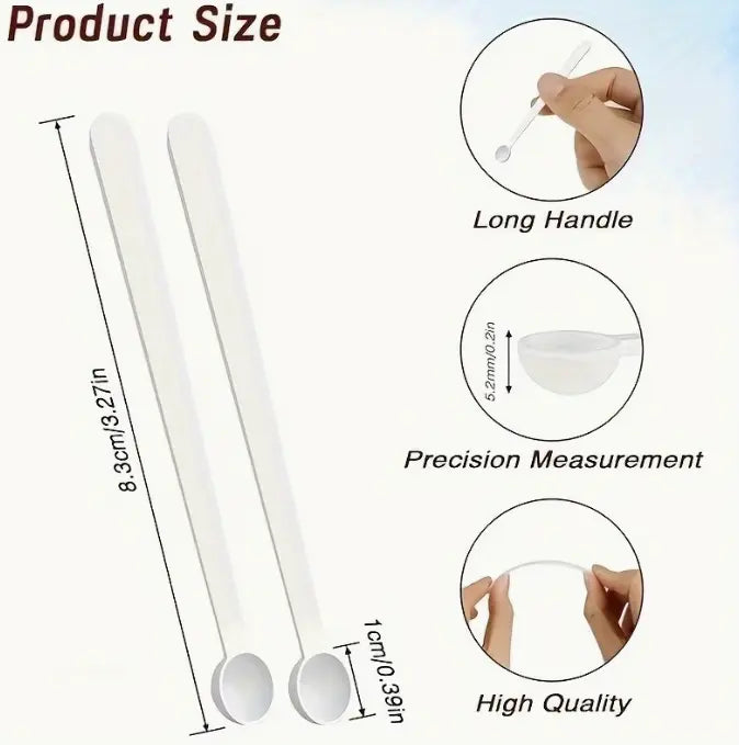 Mini Plastic Measuring Scoops 0.15mL/0.005oz – 20pcs Laboratory Powder Sampling & Transfer Spoons