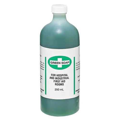 Green soap bottle 250mL for hospital and industrial first aid rooms, disinfectant cleaning supply