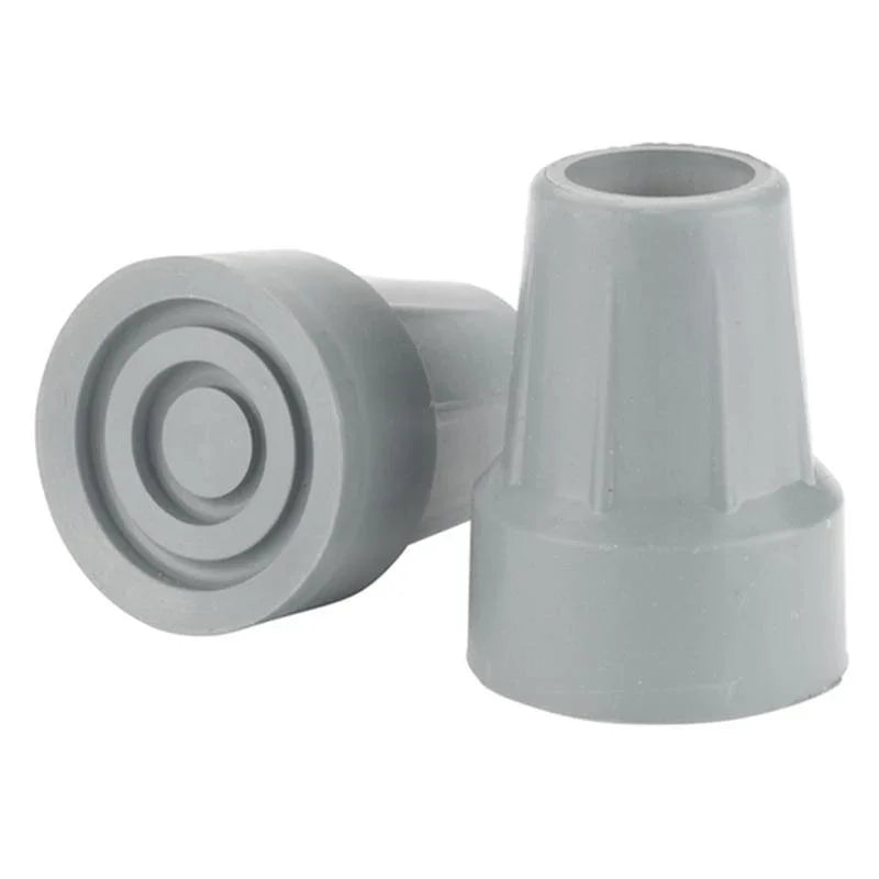 Grey rubber cane tips, mobility aid accessories for walking sticks or crutches