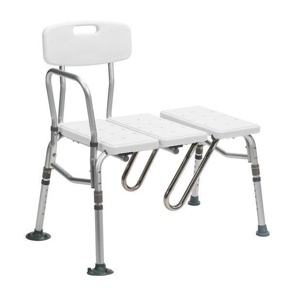 Adjustable shower transfer bench with backrest and armrest for home care safety