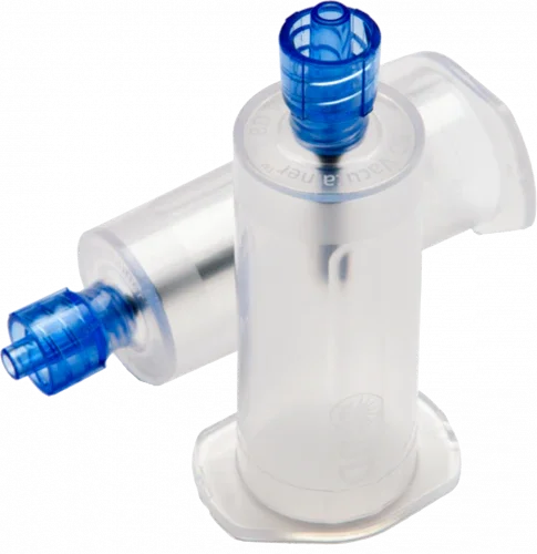 Medical in-line bacterial viral filters with blue ports for respiratory therapy