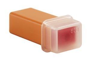 Orange plastic medical supply container with clear lid, used for home care or PPE storage