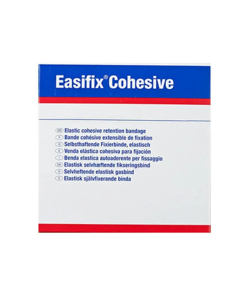 Easifix Cohesive elastic cohesive retention bandage box front, medical bandage packaging.