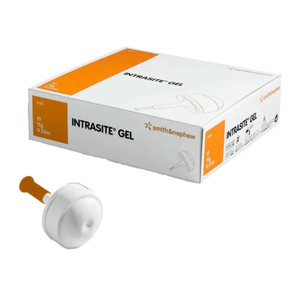 Intrasite Gel wound care dressing box and applicator for medical use