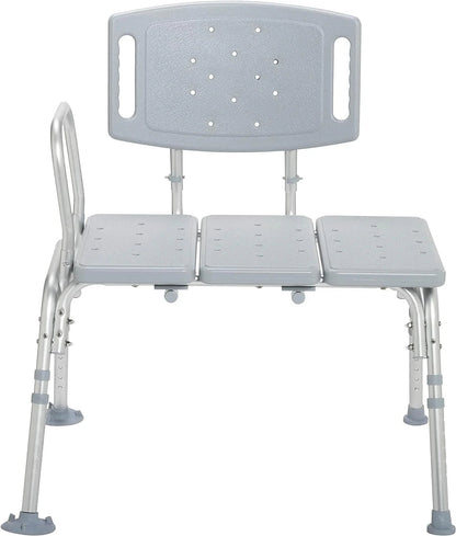 Adjustable medical shower transfer bench with backrest and non-slip legs for home care