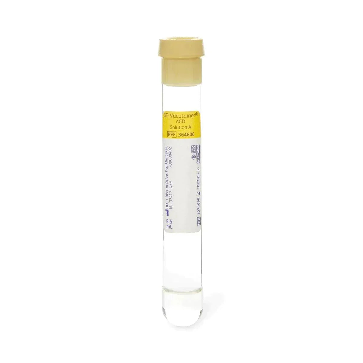 BD Vacutainer ACD Solution A blood collection tube with yellow cap, lab supply