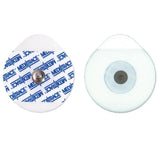 Disposable ECG electrodes with adhesive backing and metal snap connectors