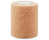 Beige medical cohesive bandage roll for wound care and first aid