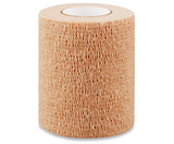 Beige self-adhesive cohesive bandage roll for medical wound care and support