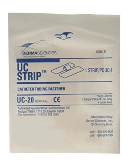 UC Strip catheter tubing fastener pouch, single-use, latex-free, medical supplies