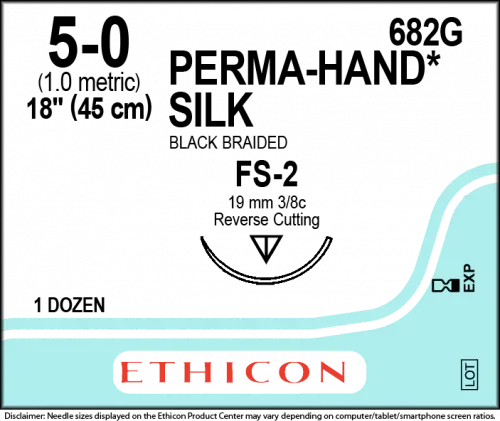Ethicon medical suture packaging with lot and expiration date fields