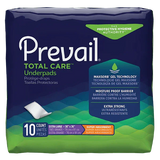 Prevail Total Care underpads package, extra large, super absorbent, 10 count medical pads