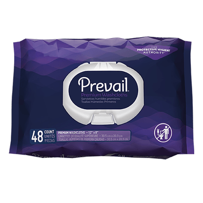 Prevail premium washcloths 48 count pack, disposable personal wipes for hygiene