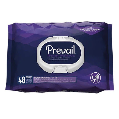 Prevail premium washcloths 48-count pack, disposable adult wipes for personal hygiene