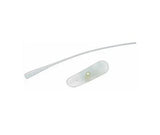 Sterile medical feeding tube with attached adhesive patch for home care and long-term care use