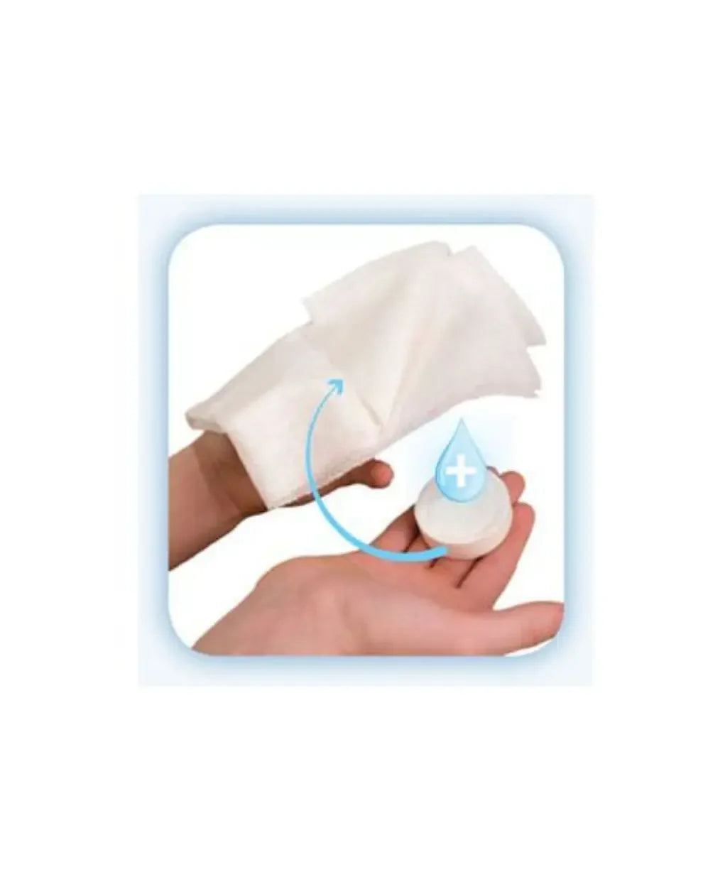 Hands holding medical gauze pads, illustrating absorbency for wound care and first aid