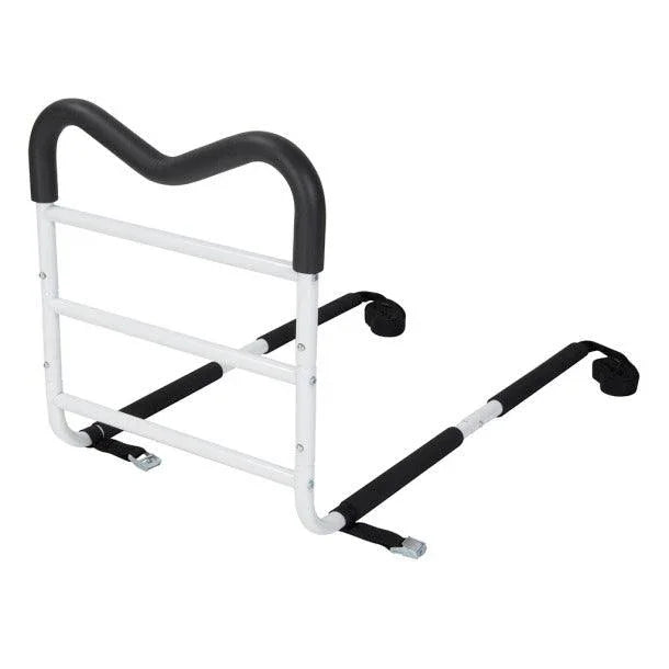 Adjustable bed assist rail with non-slip handle for home care and elderly support