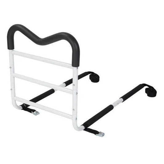 Adjustable bed assist rail with non-slip handle for home care and elderly support