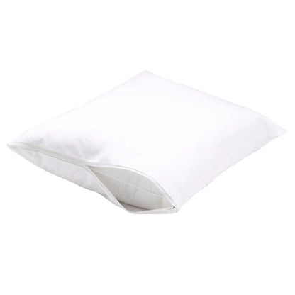 White zippered pillow protector for home care, antibacterial bedding cover