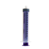 60 mL enteral feeding syringe with purple plunger and clear barrel, medical supply