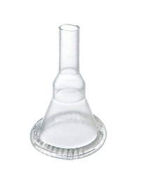 Transparent silicone external catheter for home care medical use, standing upright