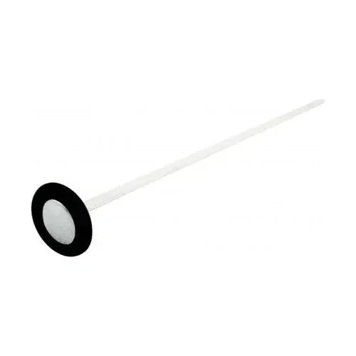 White medical swab stick with black circular handle on white background