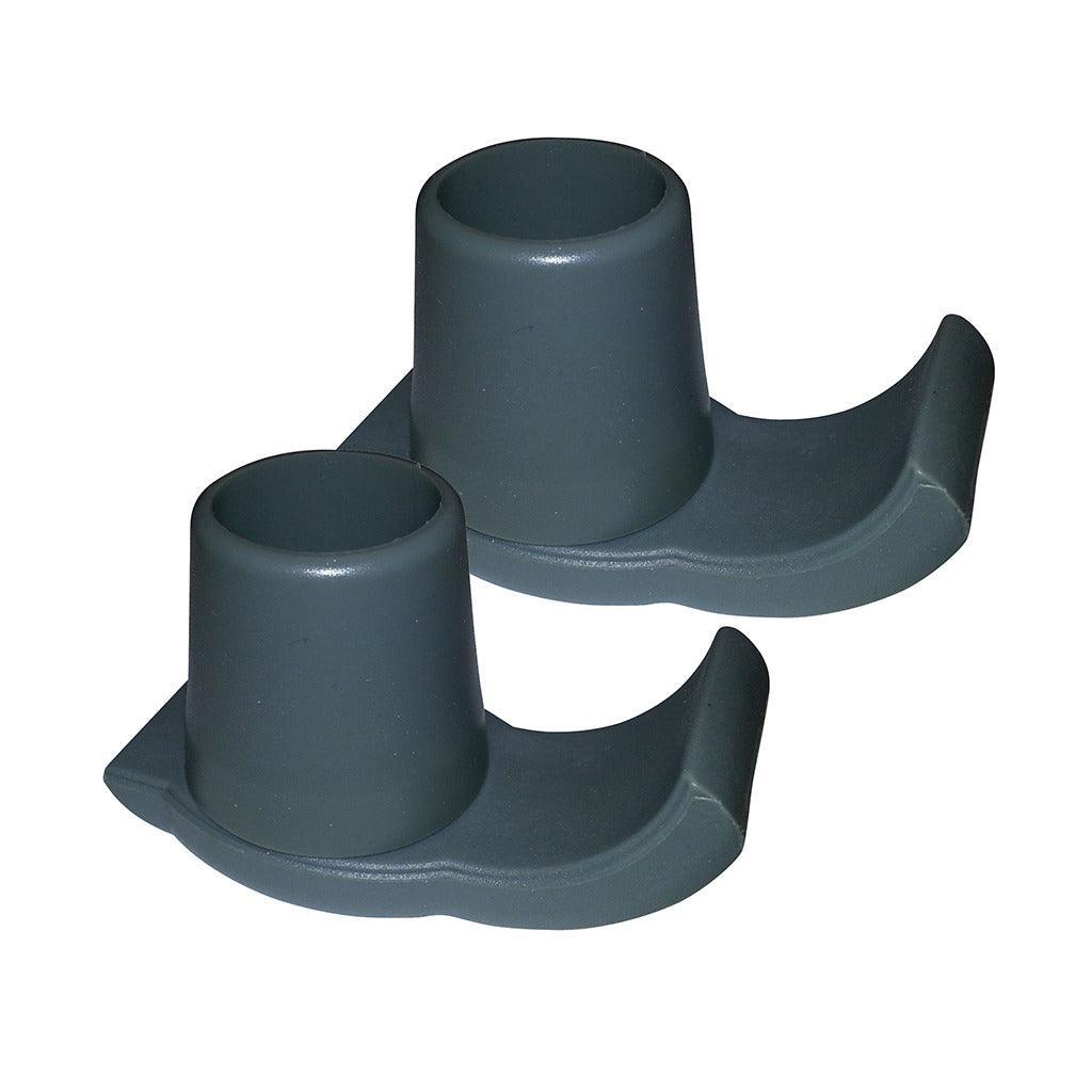 Pair of black walker ski glides for mobility aid, home care accessory