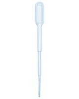 Clear plastic disposable transfer pipette for laboratory and medical use