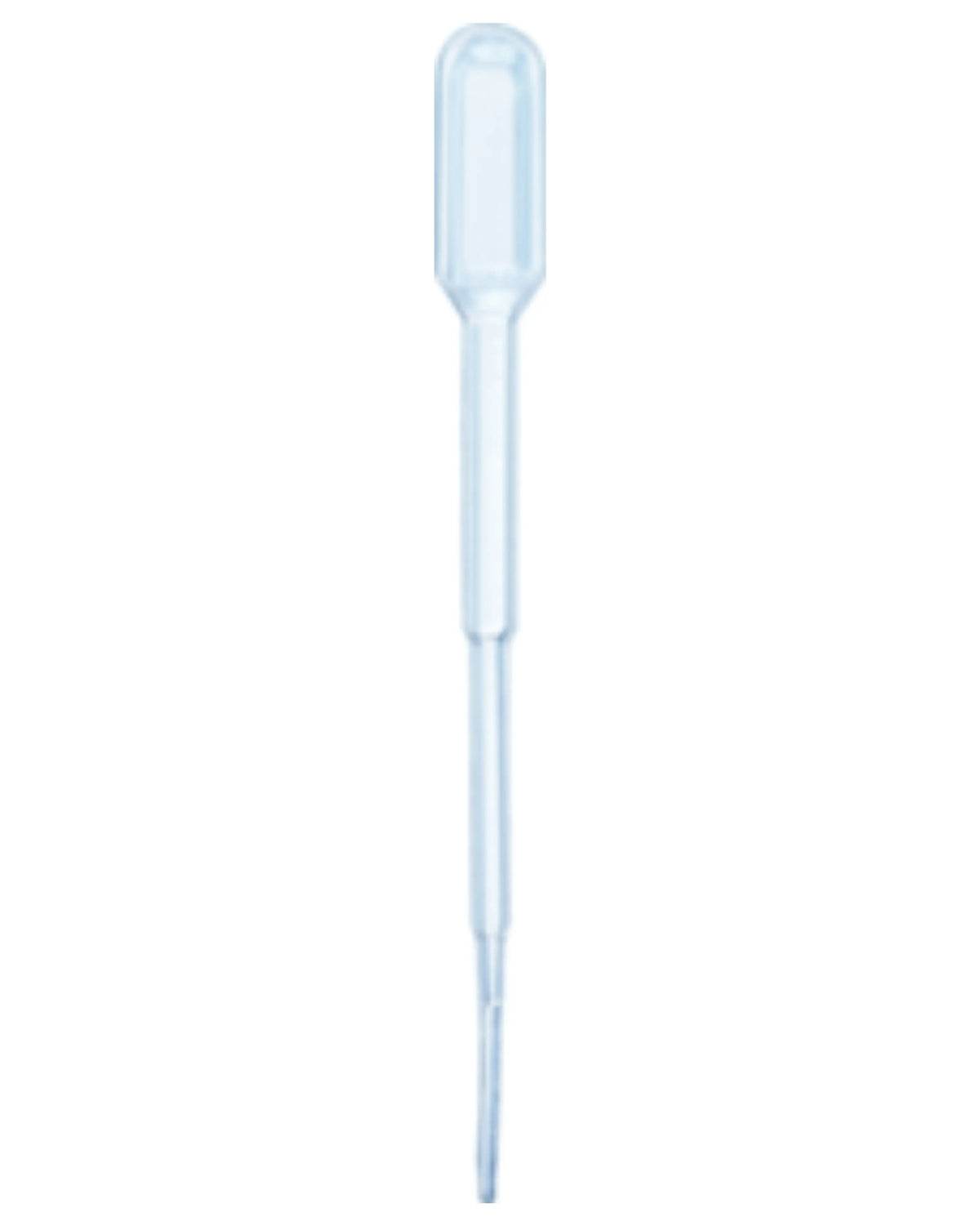 Clear plastic disposable transfer pipette for laboratory and medical use