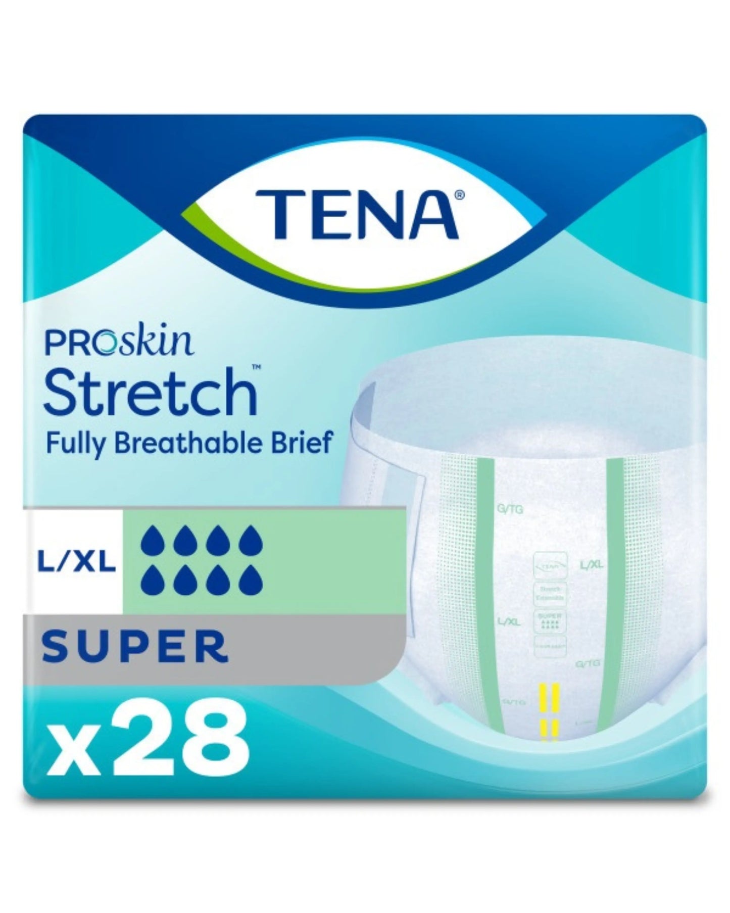 TENA ProSkin Stretch fully breathable briefs L/XL, super absorbency, pack of 28