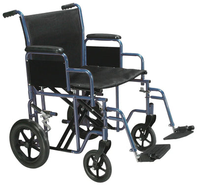 Lightweight folding transport wheelchair with footrests and armrests for mobility support