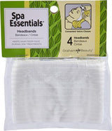 Spa Essentials white headbands pack for spa treatments, 4 count, keeps hair off face