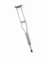 Adjustable aluminum crutch with padded underarm and hand grips for mobility support