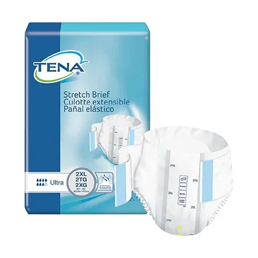 TENA stretch brief adult diaper 2XL size, absorbent disposable incontinence product