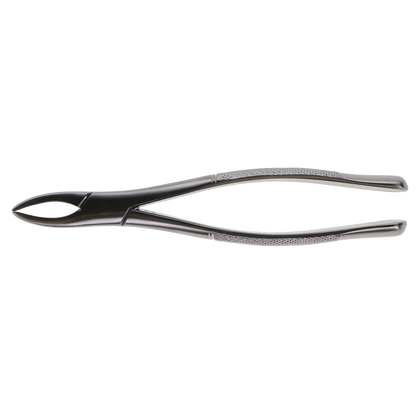 Stainless steel dental extraction forceps with textured grip handles for medical use