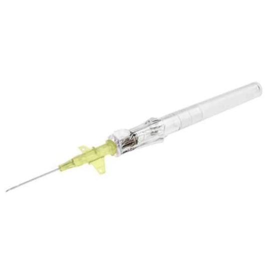 IV catheter with wings and needle, medical intravenous device on white background