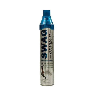 Portable oxygen canister with blue cap for respiratory health and home care support