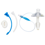 tracheostomy care kit with tube, suction catheter, tie, and cleaning accessories