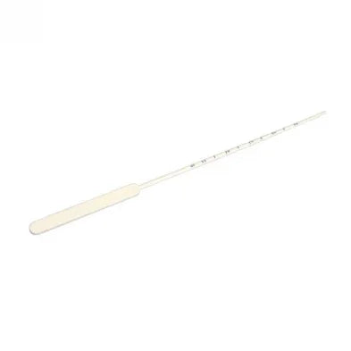 Disposable plastic medical catheter with measurement markings on a white background